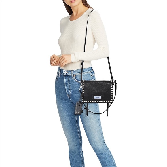 Prada studded leather shoulder bag in Black - Picture 14 of 14